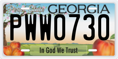 GA license plate PWW0730