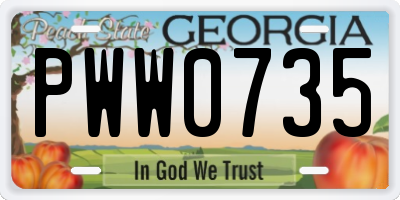 GA license plate PWW0735