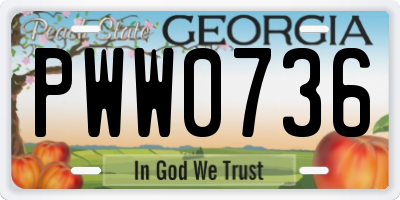 GA license plate PWW0736