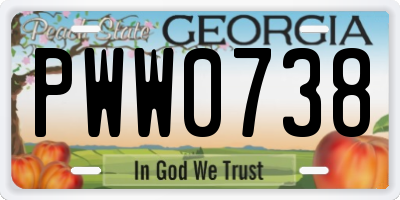 GA license plate PWW0738