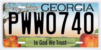 GA license plate PWW0740