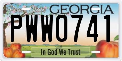GA license plate PWW0741
