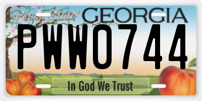 GA license plate PWW0744