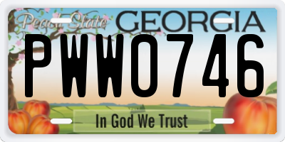 GA license plate PWW0746