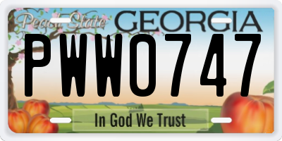 GA license plate PWW0747