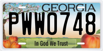GA license plate PWW0748