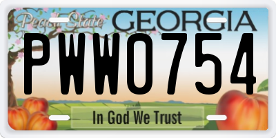 GA license plate PWW0754