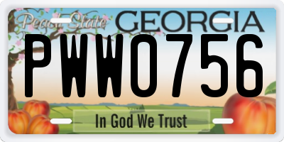 GA license plate PWW0756
