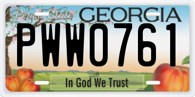 GA license plate PWW0761