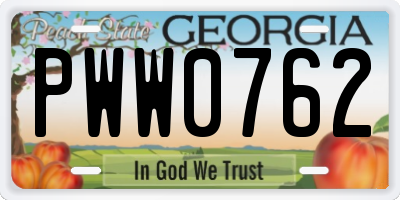 GA license plate PWW0762