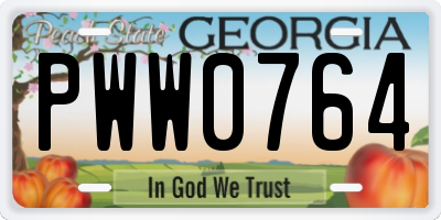 GA license plate PWW0764