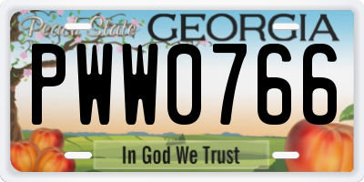 GA license plate PWW0766