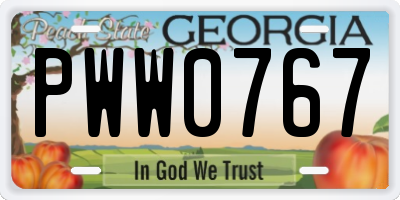 GA license plate PWW0767