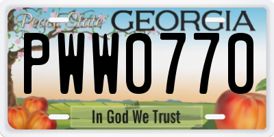 GA license plate PWW0770