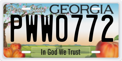 GA license plate PWW0772