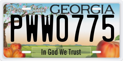 GA license plate PWW0775