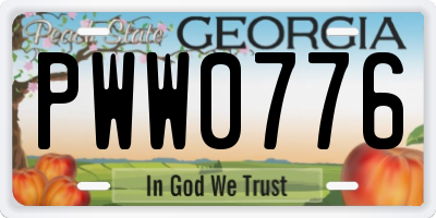 GA license plate PWW0776