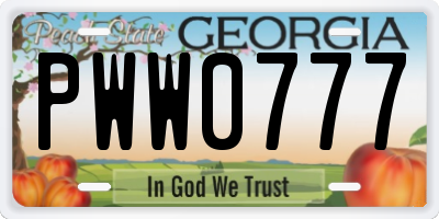 GA license plate PWW0777