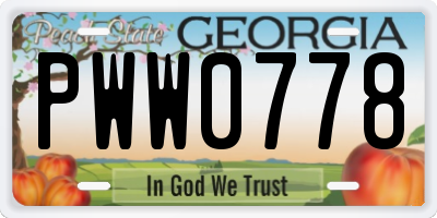GA license plate PWW0778