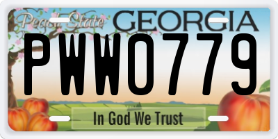 GA license plate PWW0779