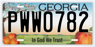 GA license plate PWW0782