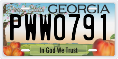 GA license plate PWW0791