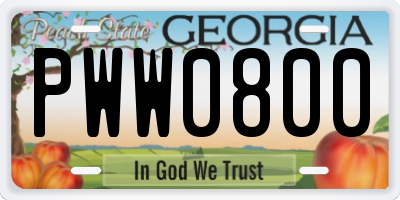 GA license plate PWW0800