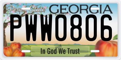 GA license plate PWW0806