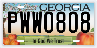 GA license plate PWW0808