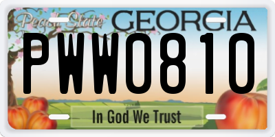 GA license plate PWW0810
