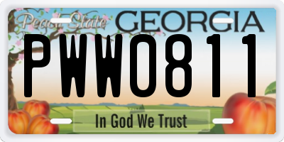 GA license plate PWW0811