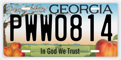 GA license plate PWW0814
