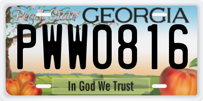 GA license plate PWW0816