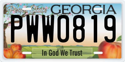 GA license plate PWW0819