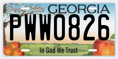 GA license plate PWW0826