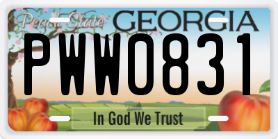 GA license plate PWW0831