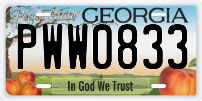 GA license plate PWW0833