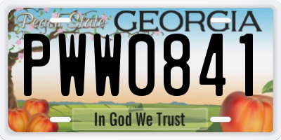 GA license plate PWW0841