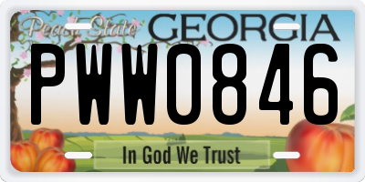 GA license plate PWW0846