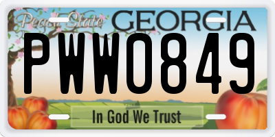 GA license plate PWW0849