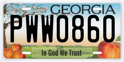 GA license plate PWW0860