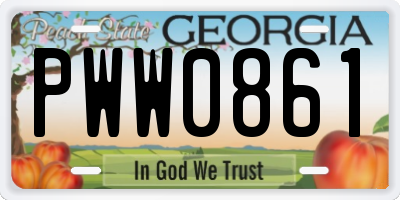 GA license plate PWW0861