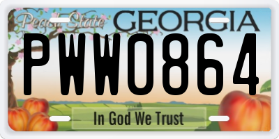 GA license plate PWW0864