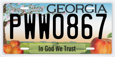 GA license plate PWW0867