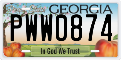 GA license plate PWW0874