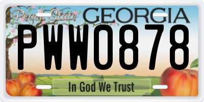 GA license plate PWW0878