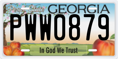 GA license plate PWW0879