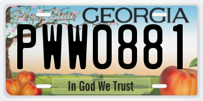GA license plate PWW0881