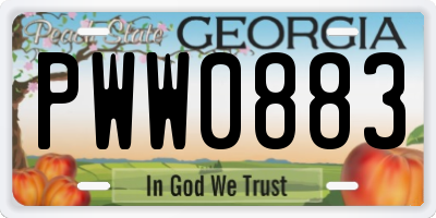 GA license plate PWW0883