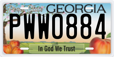 GA license plate PWW0884
